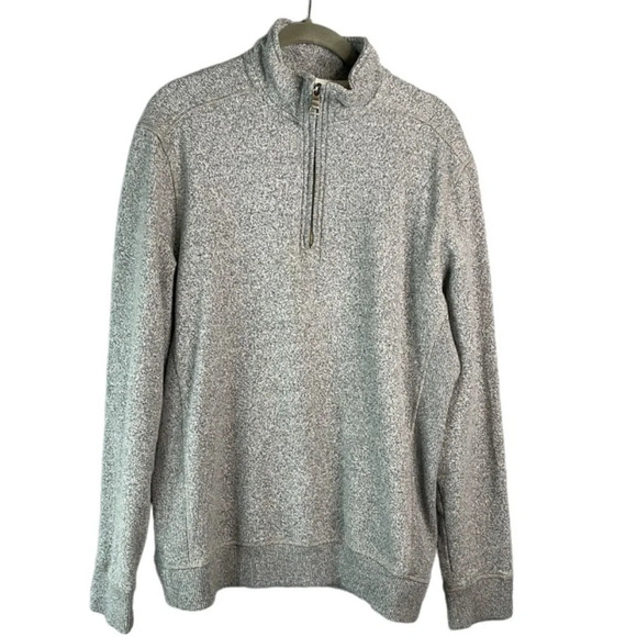 FAR WEST Mens Heather Grey Quarter Zip Sweater Jersey Knit Cabincore Gorpcore M - Picture 2 of 11